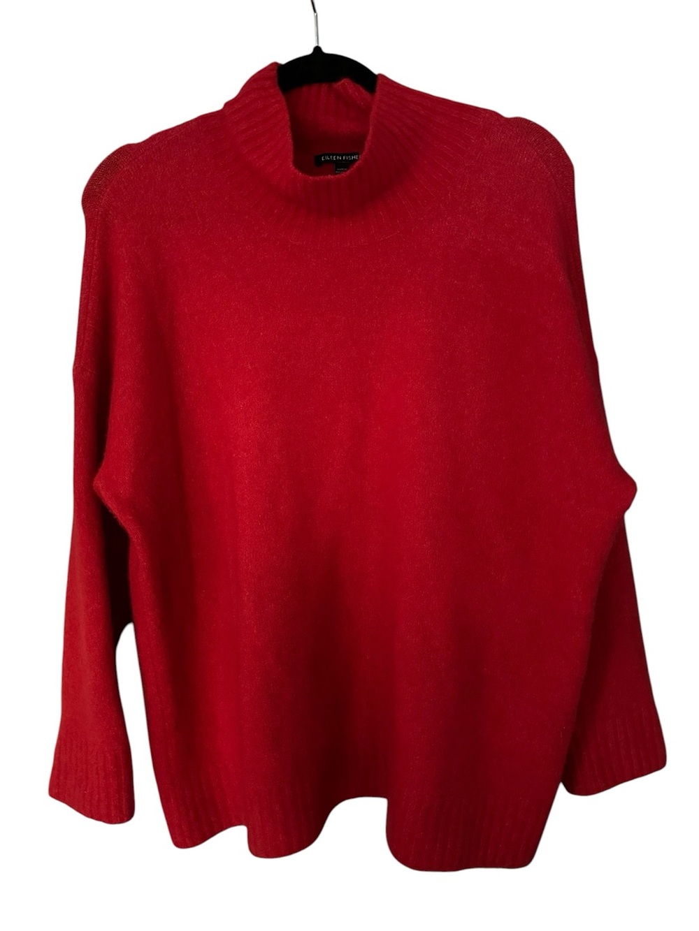 Eileen Fisher Cashmere and Silk Oversized Red Mock Neck Sweater Size M